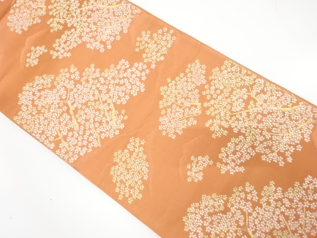遠山に桜模様織出し袋帯